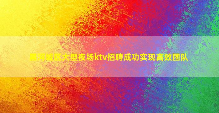 黑河城区大型夜场ktv招聘成功实现高效团队
